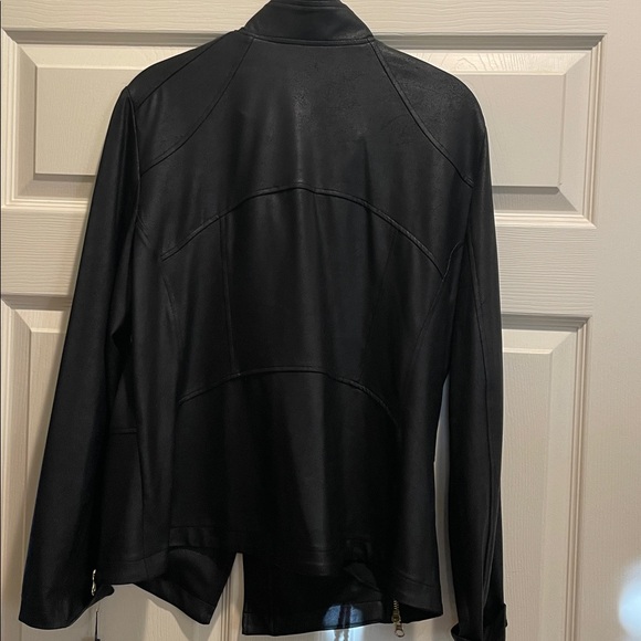 Clara SunWoo Women's Black Liquid Leather Jacket XL - Picture 6 of 7